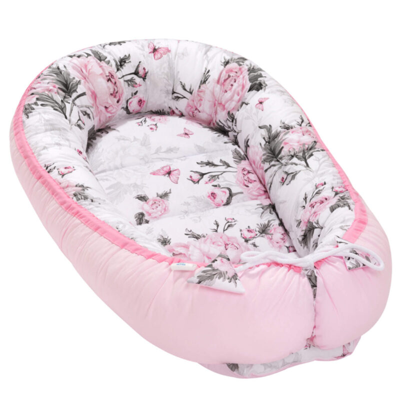 Babafészek - Pink Flowers - pamut