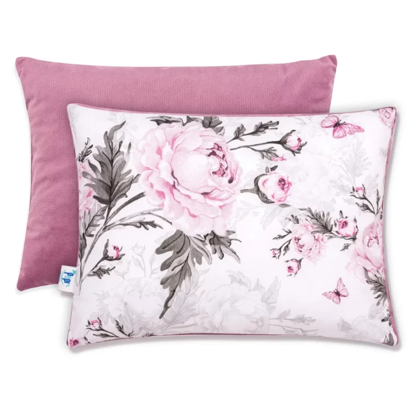 Pelyhes párna 30×40 - Pink Flowers old rosa - pamut/velvet