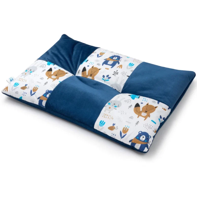 Patchwork paplan 100x140 lapos párnával 40x60 - Blue Bear - pamut/velvet - Image 2