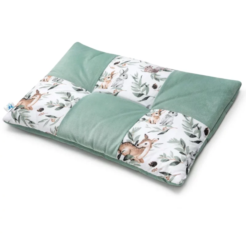 Patchwork paplan 100x140 lapos párnával 40x60 - Green Groove - pamut/velvet - Image 2