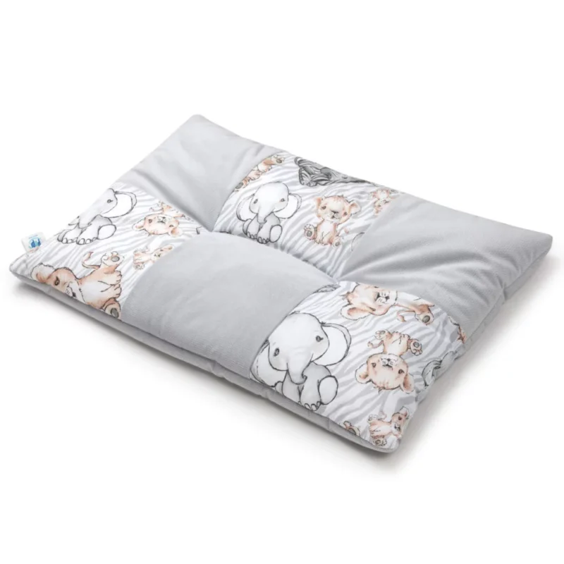 Patchwork paplan 100x140 lapos párnával 40x60 - Safari grey - pamut/velvet - Image 2