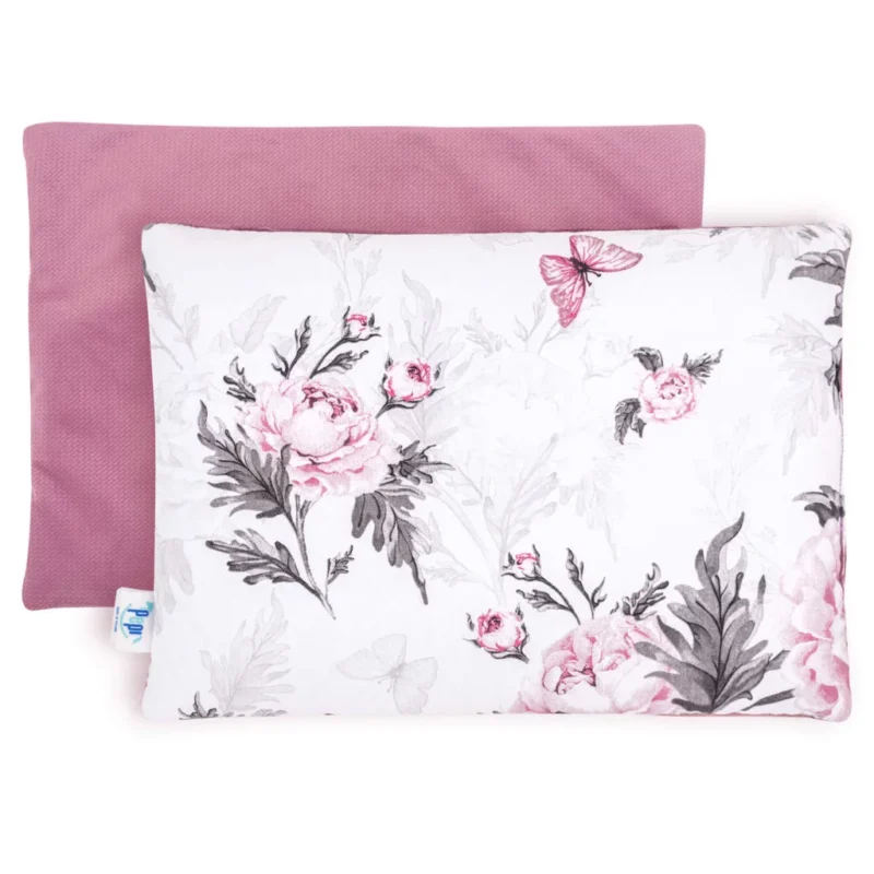 Lapos párna 25×35 - Pink Flowers old rosa - pamut/velvet