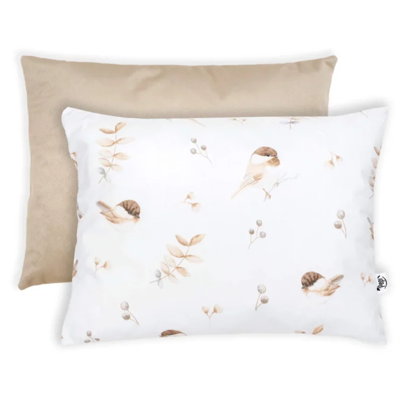 Szett 30×40-ös párna és 75×100-ös takaró – Lovely Bird cappucino – pamut/velvet - Image 3
