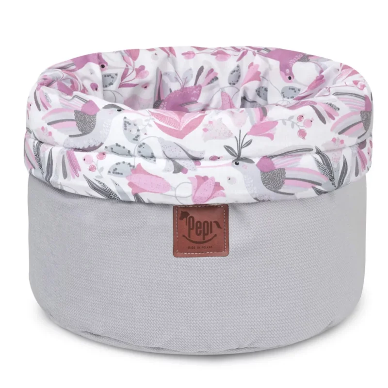 Kosárka babakellékekhez - Hummingbird grey - pamut/velvet