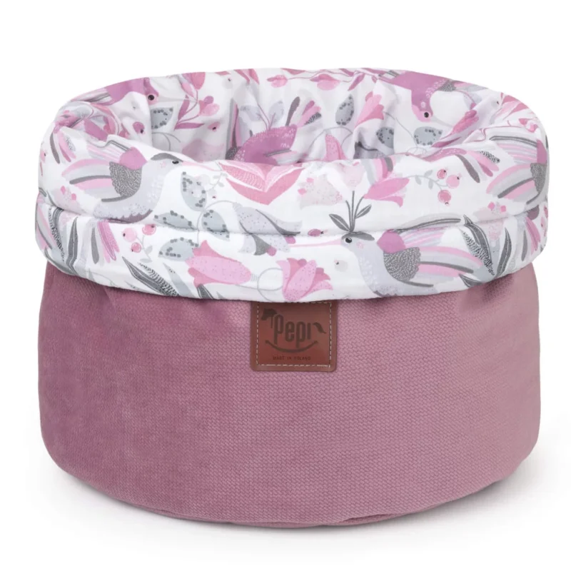Kosárka babakellékekhez - Hummingbird old rosa - pamut/velvet