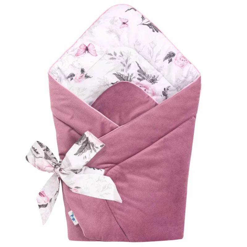 Baba szett 6 az 1-ben - Pink Flowers old rosa - pamut/velvet - Image 4