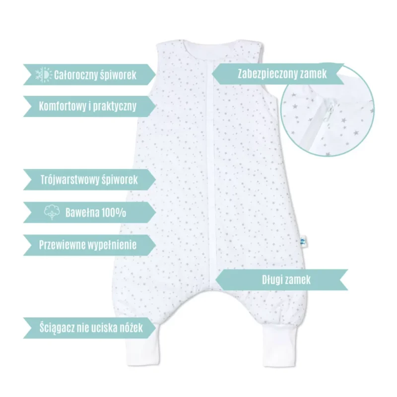 Hálózsák nadrágszárral alváshoz - White Sleeping Teddy Bear - pamut  - Image 3