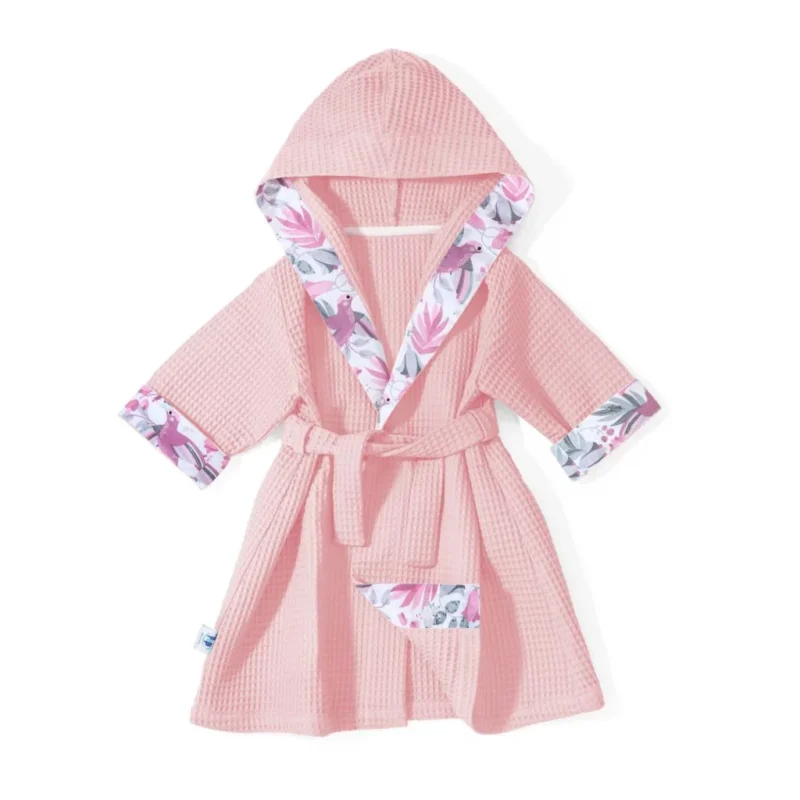 Fürdőköntös kapucnival babáknak - Hummingbird pastel pink