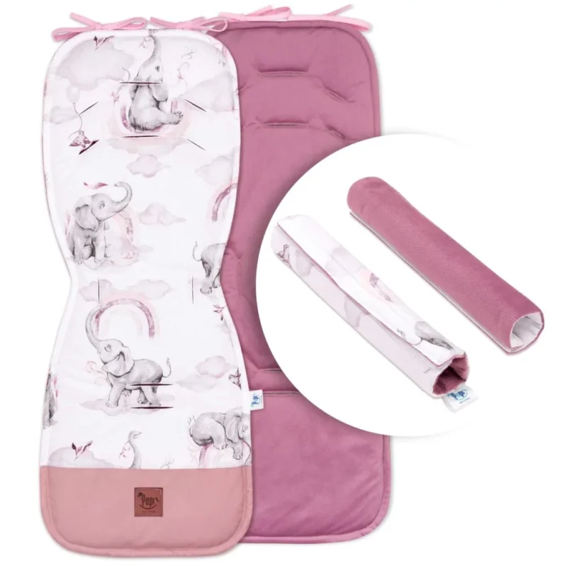 Babakocsi betét övvédőkkel - Eledreams Pink - pamut/velvet
