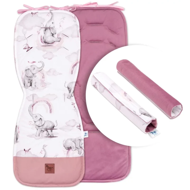 Babakocsi betét övvédőkkel - Eledreams Pink - pamut/velvet