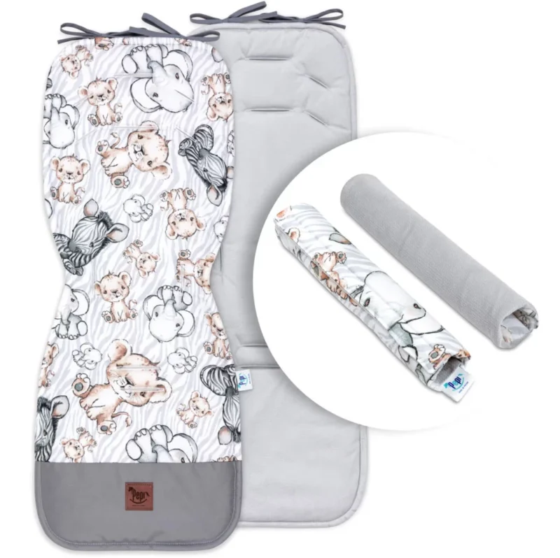 Babakocsi betét övvédőkkel - Safari grey - pamut/velvet
