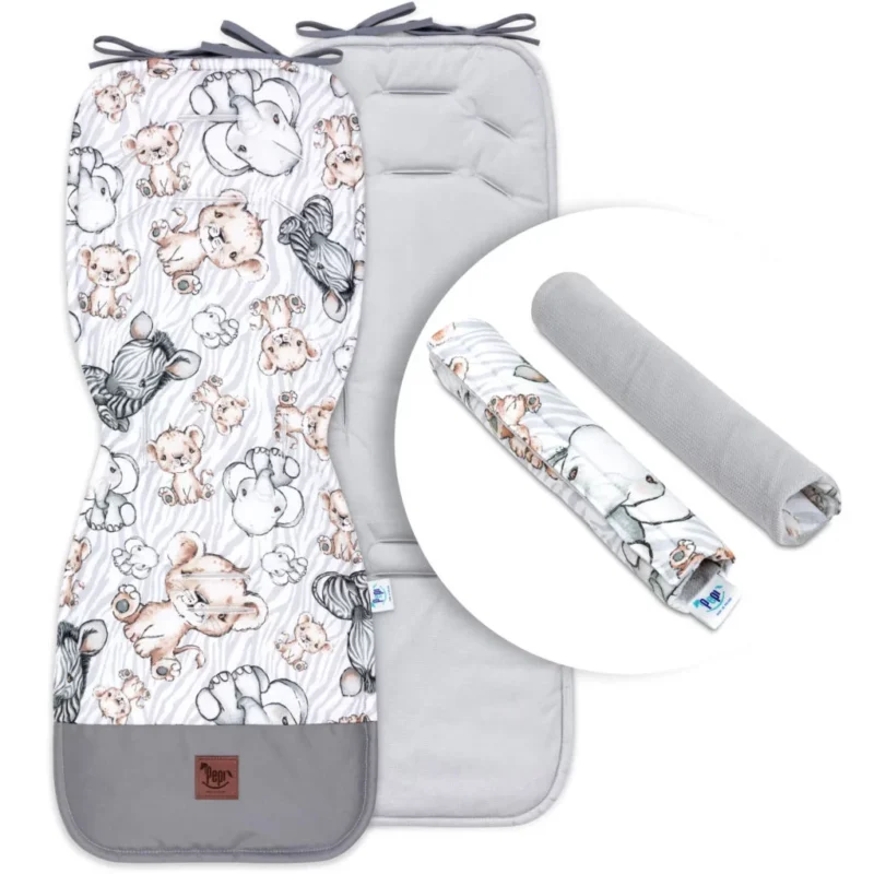 Babakocsi betét övvédőkkel - Safari grey - pamut/velvet