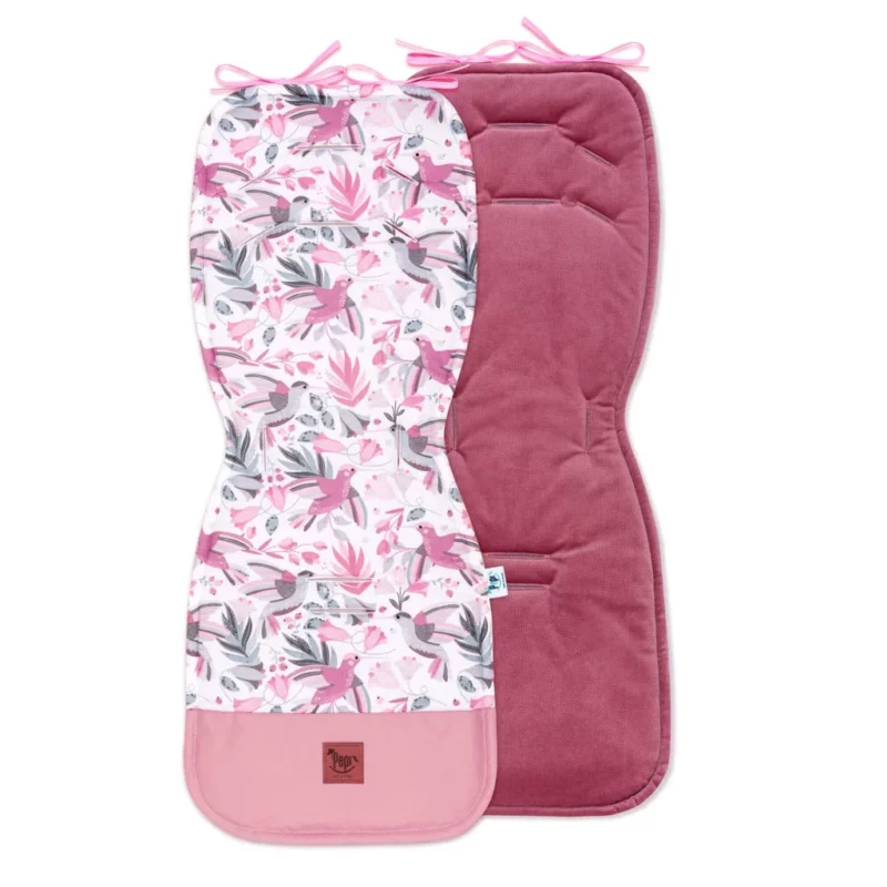 Babakocsi betét övvédőkkel - Hummingbird old rosa - pamut/velvet - Image 2
