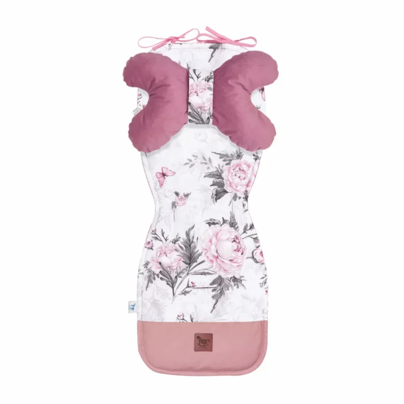 Babakocsi betét 5az1-ben szett - Pink Flowers - pamut/velvet - Image 2