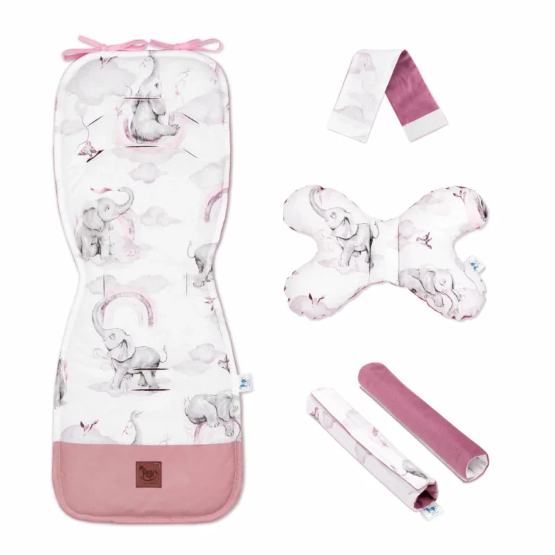 Babakocsi betét 5az1-ben szett - Eledreams Pink - pamut/velvet