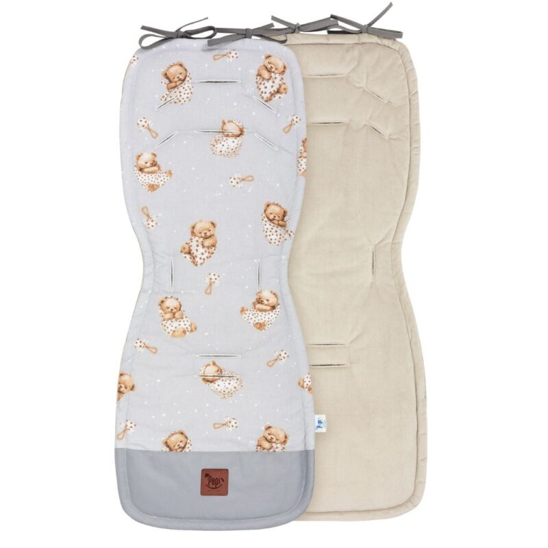 Babakocsi betét - Sleeping Teddy Bear cappucino - pamut/velvet