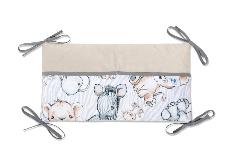 Kiságyra szerelhető tároló 42x22 - Safari cappucino - pamut/velvet
