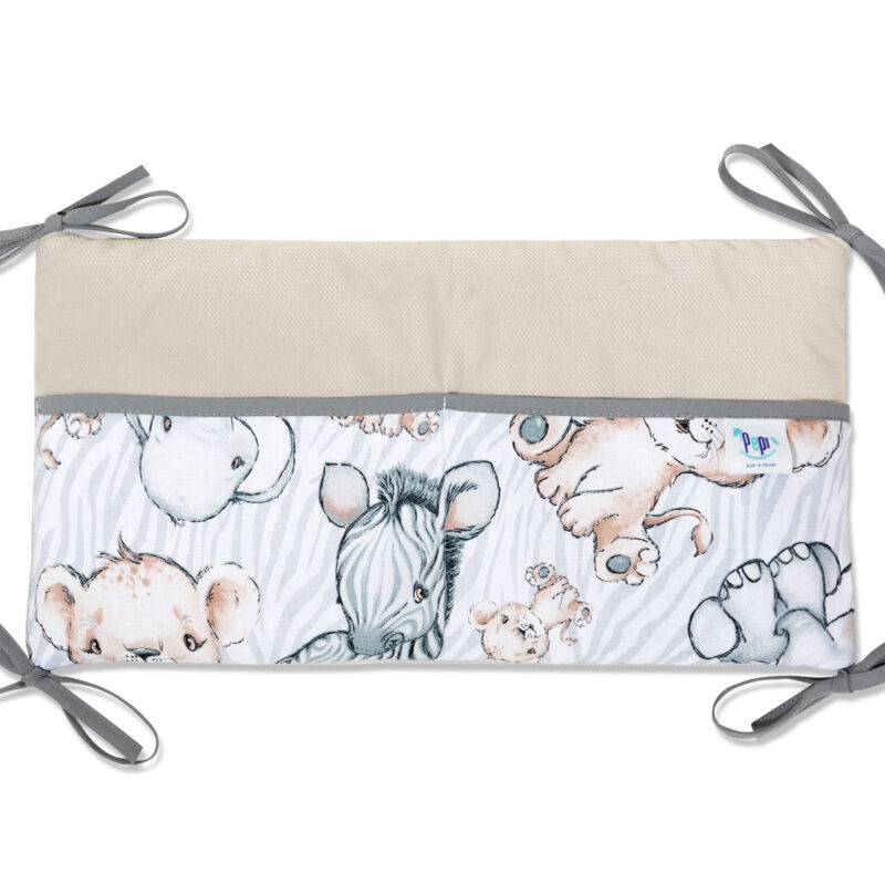 Kiságyra szerelhető tároló 42x22 - Safari cappucino - pamut/velvet