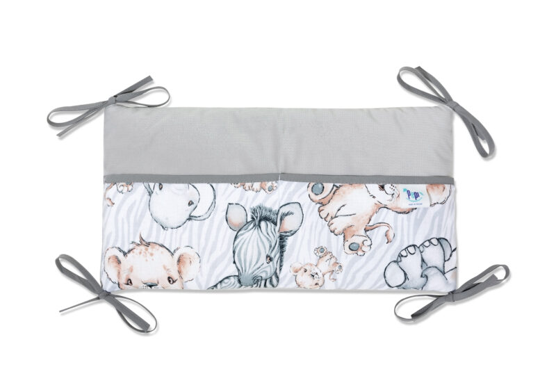 Kiságyra szerelhető tároló 42x22 - Safari grey - pamut/velvet