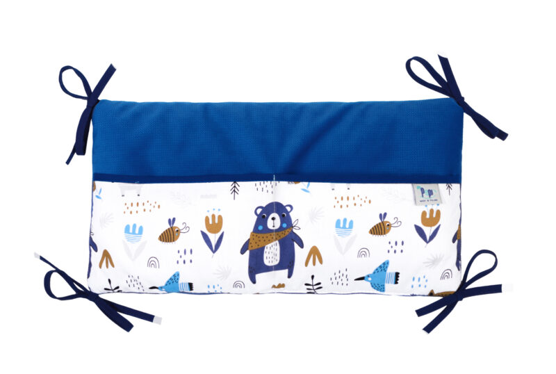 Kiságyra szerelhető tároló 42x22 - Blue Bear - pamut/velvet