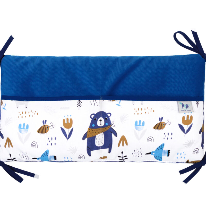Kiságyra szerelhető tároló 42x22 - Blue Bear - pamut/velvet