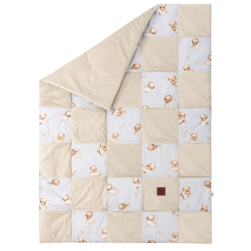 Paplan PATCHWORK 100x140 - Sleeping Teddy Bear cappucino - pamut/velvet