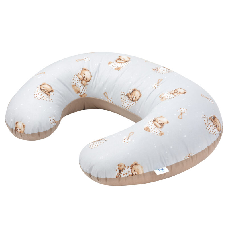 Kifli szoptatós párna - Sleeping Teddy Bear cappucino - pamut